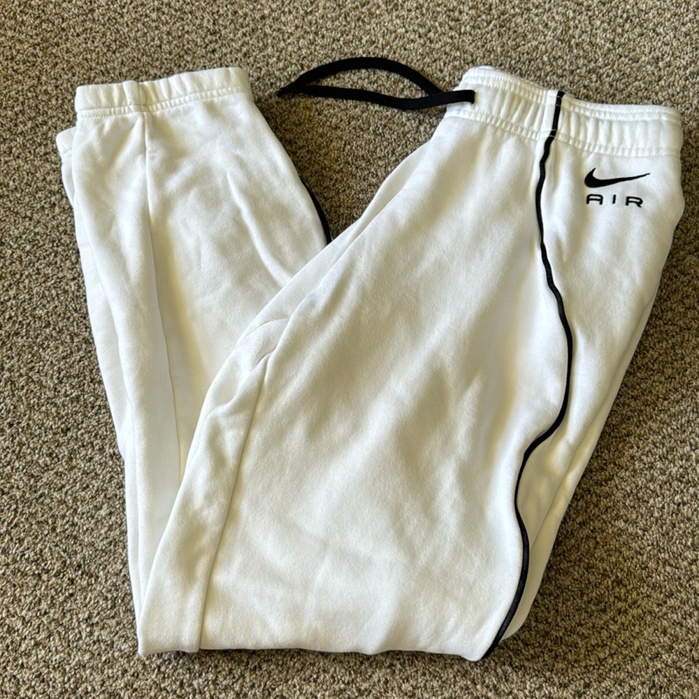 Women’s Nike Air jogger sweatpants , white with black stripe down the side